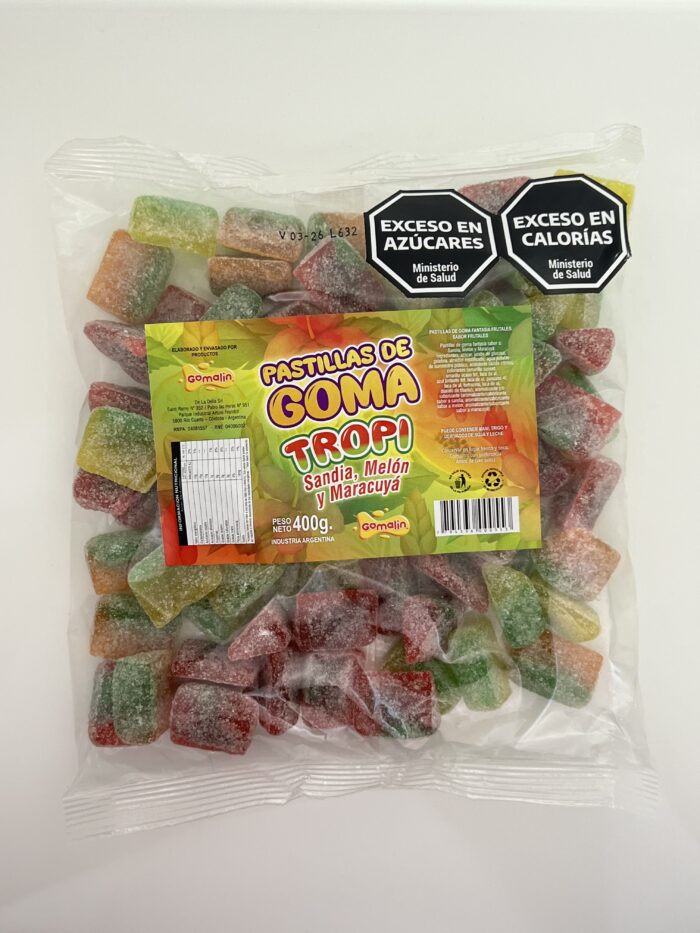 pastillas-goma-fantasia-tropical-400 Pastilla de Goma Triángulo Tropi: Sandia Melón Maracuyá